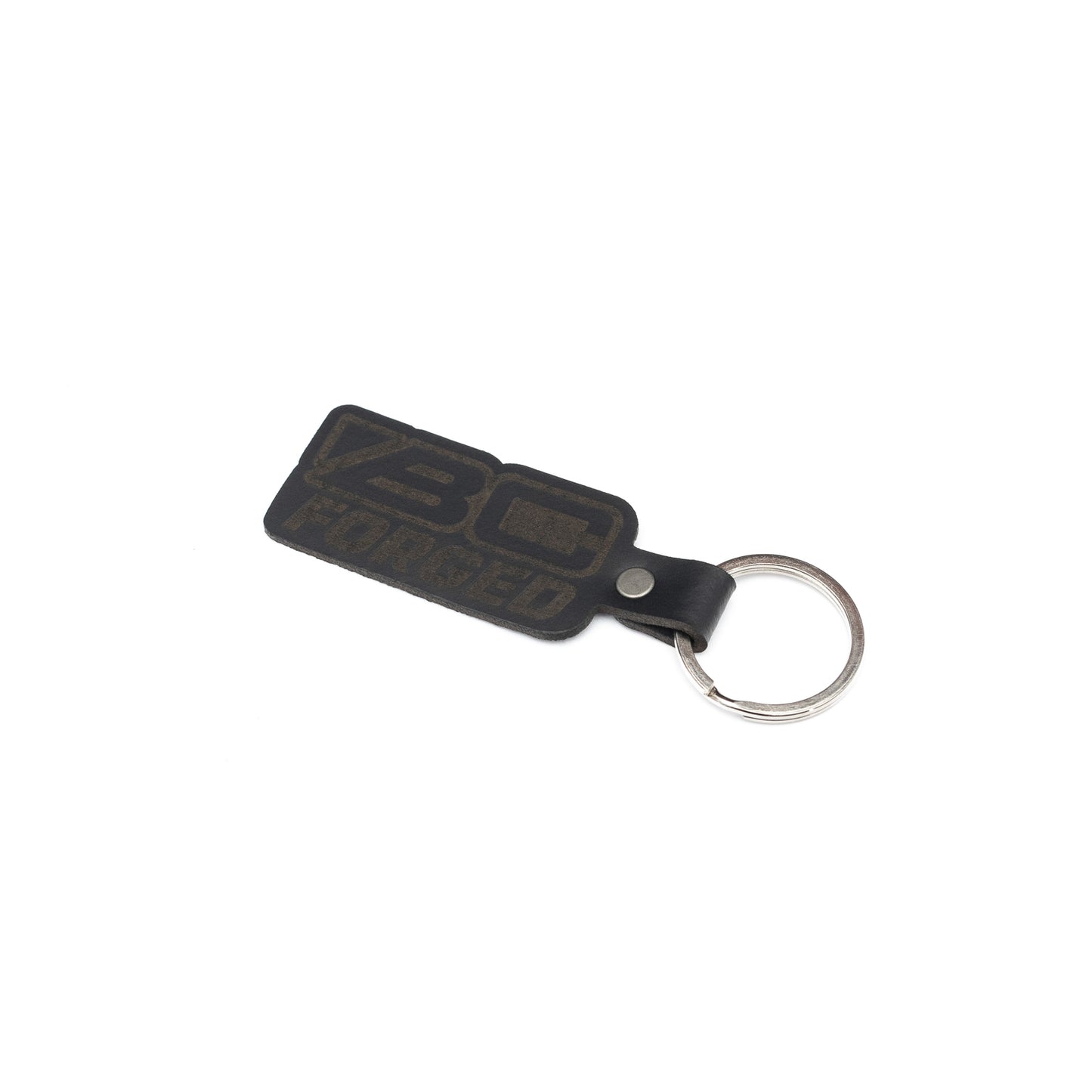 Leather Logo Key Ring - Black