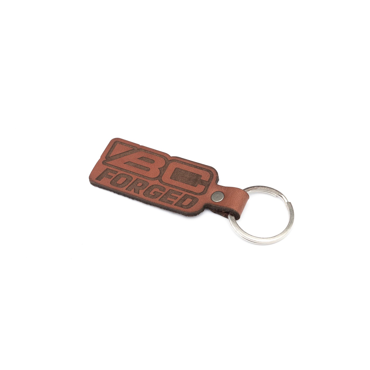 Leather Logo Key Ring - Tan
